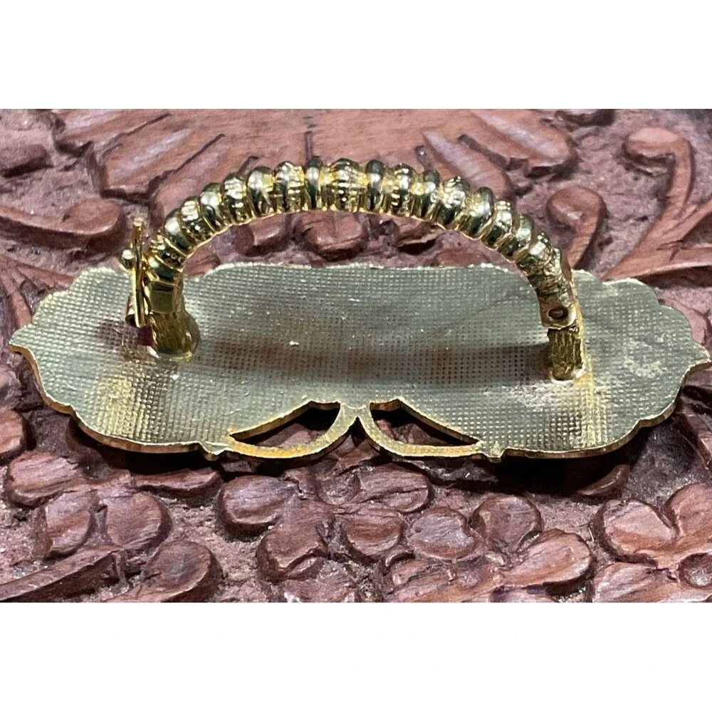 Vintage Cloisonné Butterfly Hair Barrette Gold Tone Colorful Enamel Safety Clasp